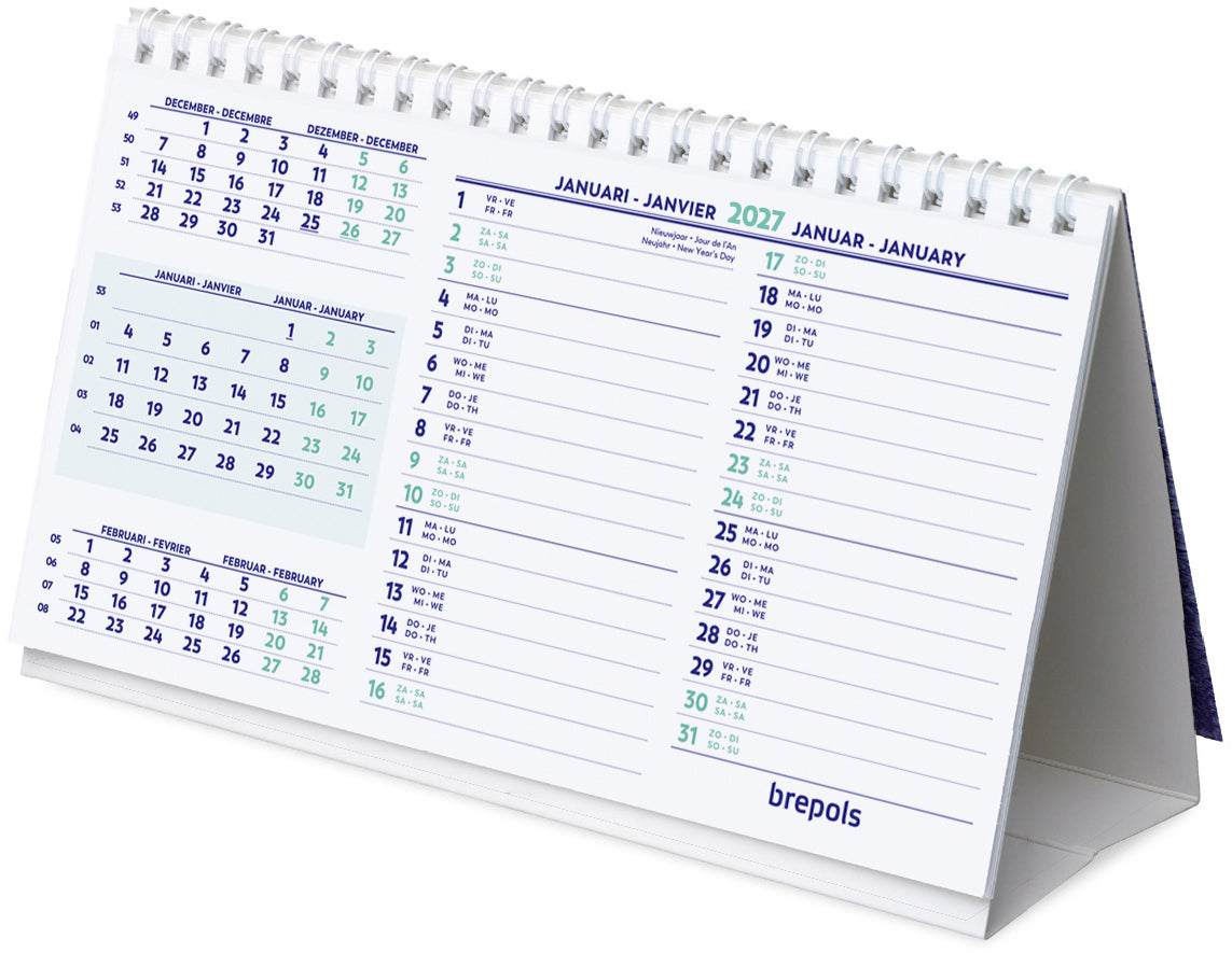 Brepols Pultkalender – 1 Monat/Seite, 21,2 × 15,0 cm, 2027