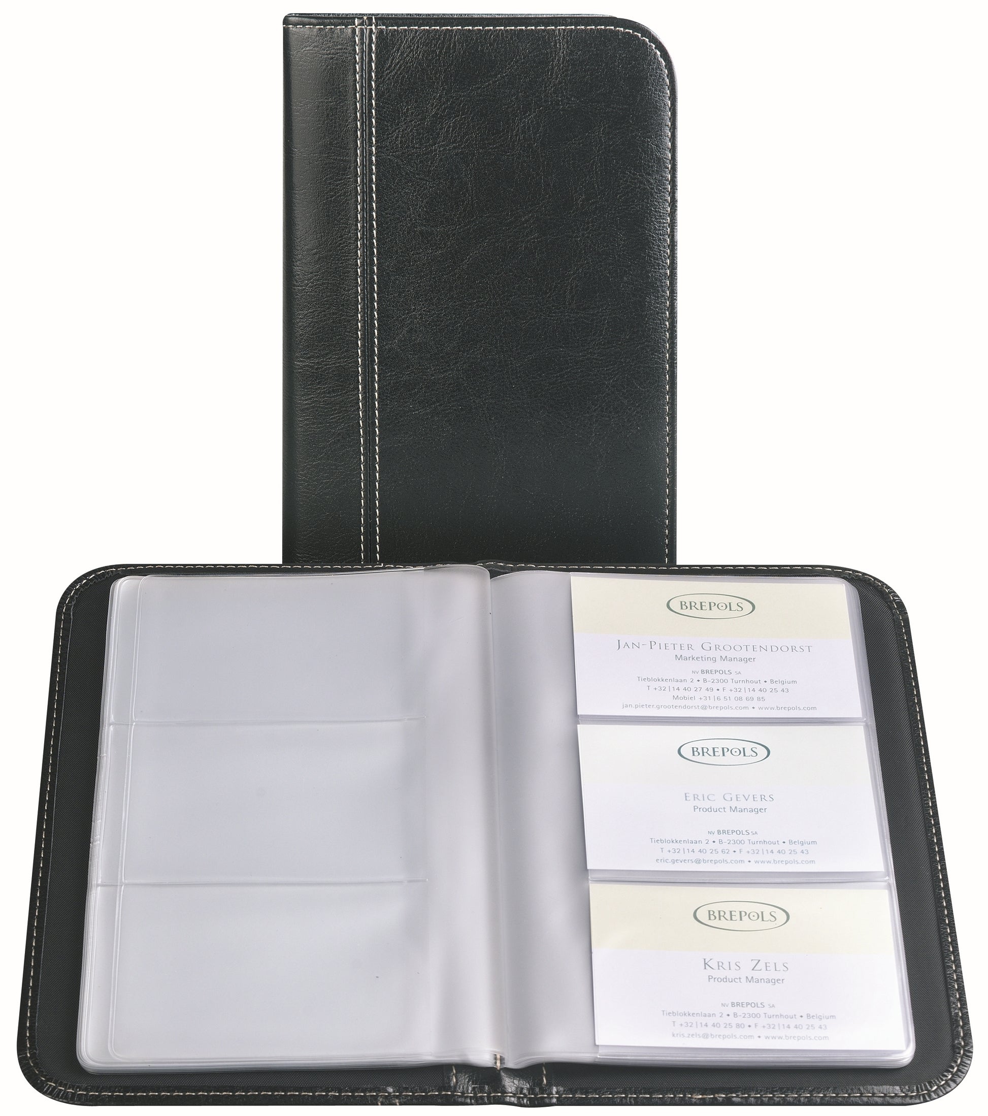 Brepols Visitenkartenhalter – 24 Taschen, Kunstleder, Schwarz, 132 × 22 × 205 mm