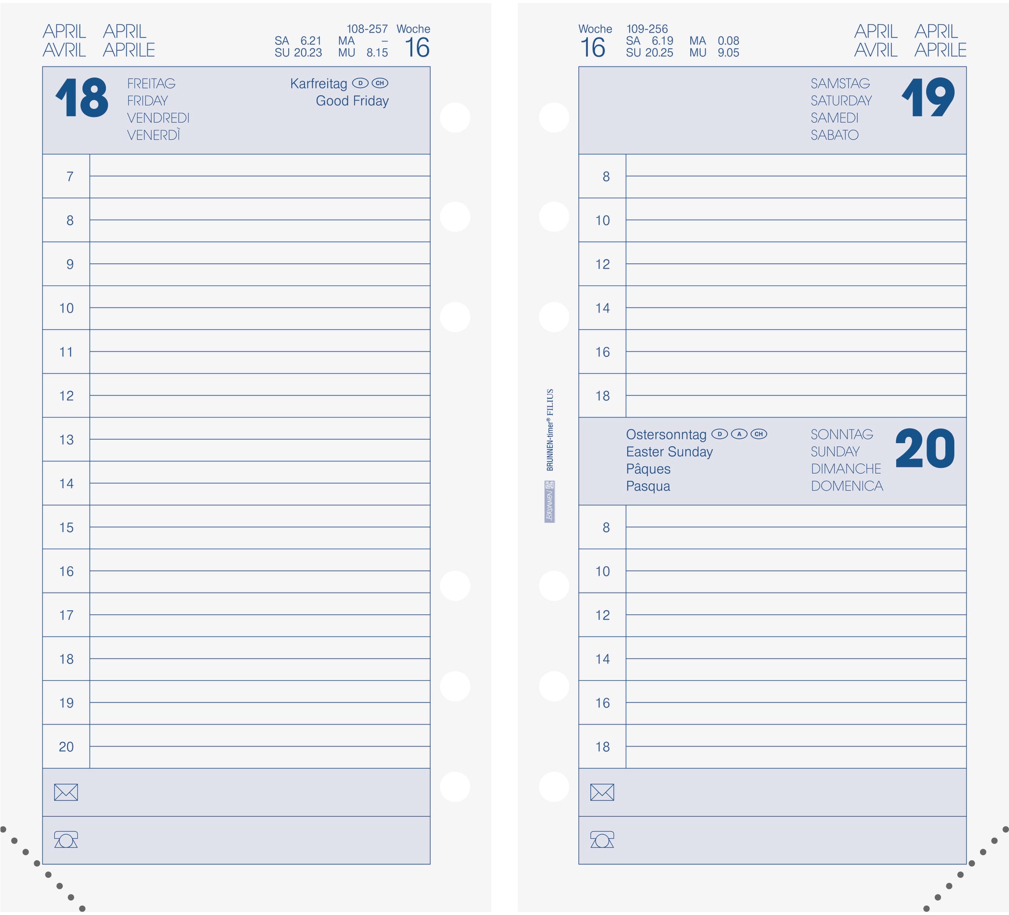 Brunnen Timer filius – Tagesagenda 2027, 1 Tag/1 Seite, 9,5 × 17,5 cm