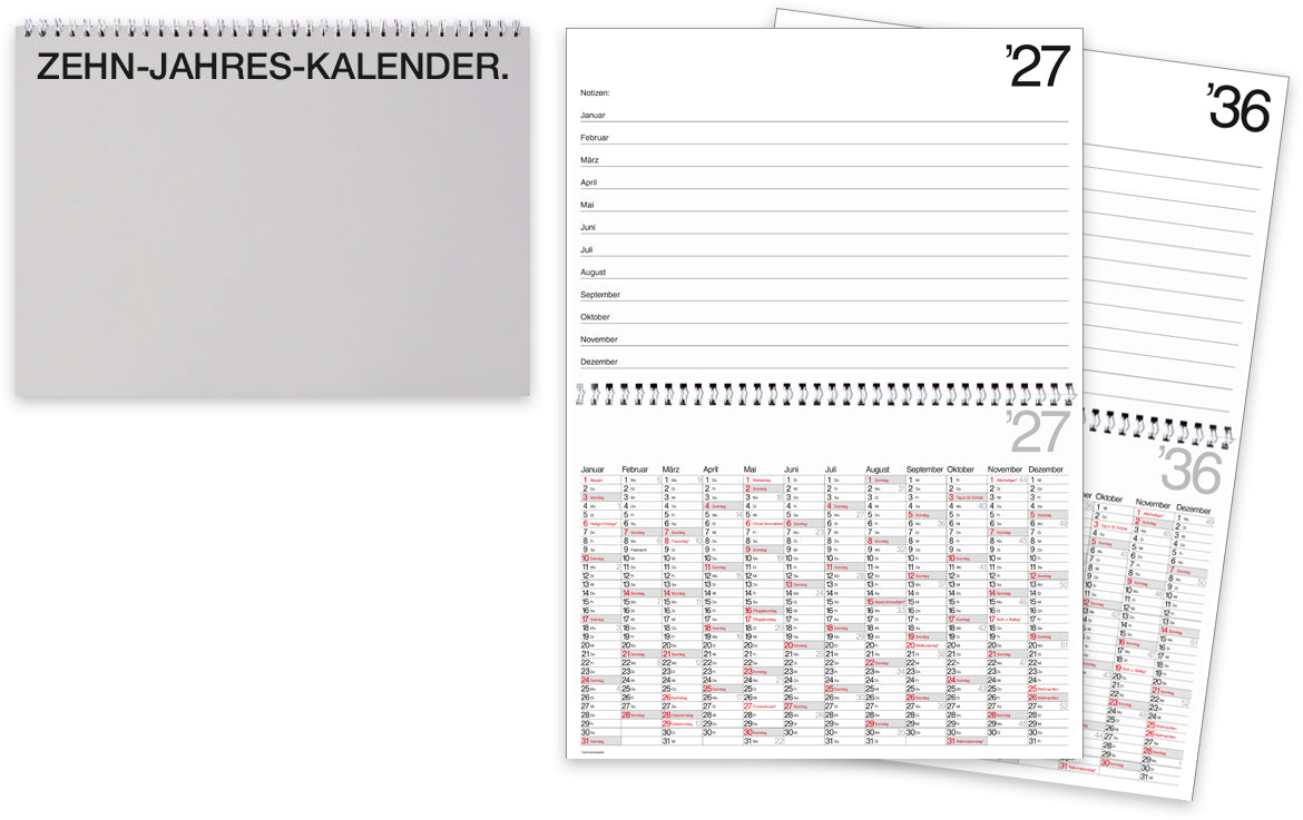 Bühner Jahresplaner, 10-Jahreskalender, 2027–2036, A4, d