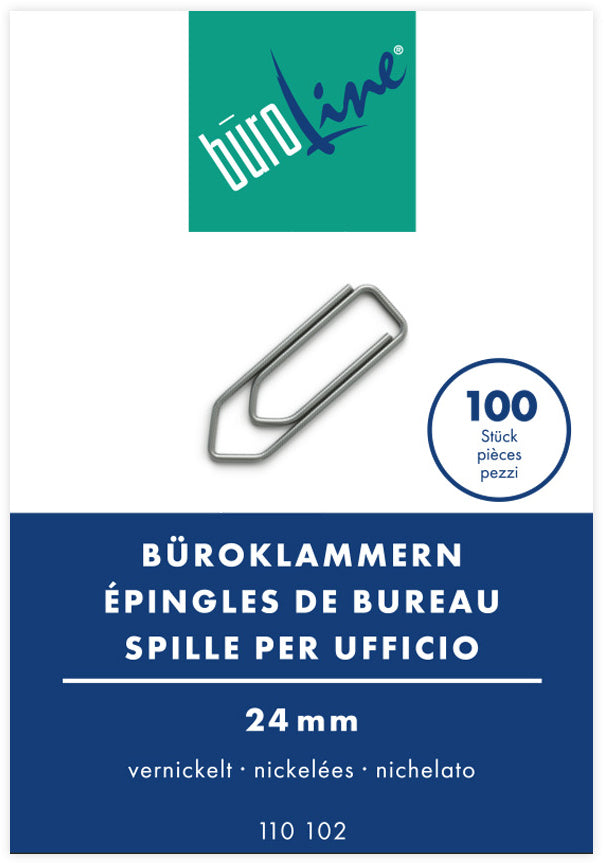 Buroline Büroline Büroklammern 24 mm – vernickelt – 100 Stk.