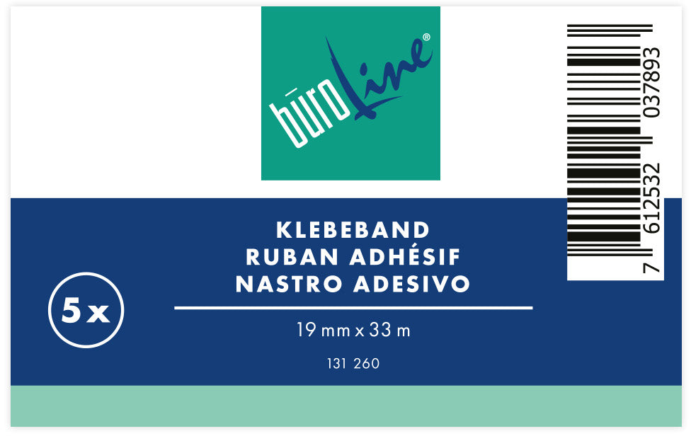 Büroline Klarer Klebefilm – 19 mm × 33 m, transparent, PP, reissfest