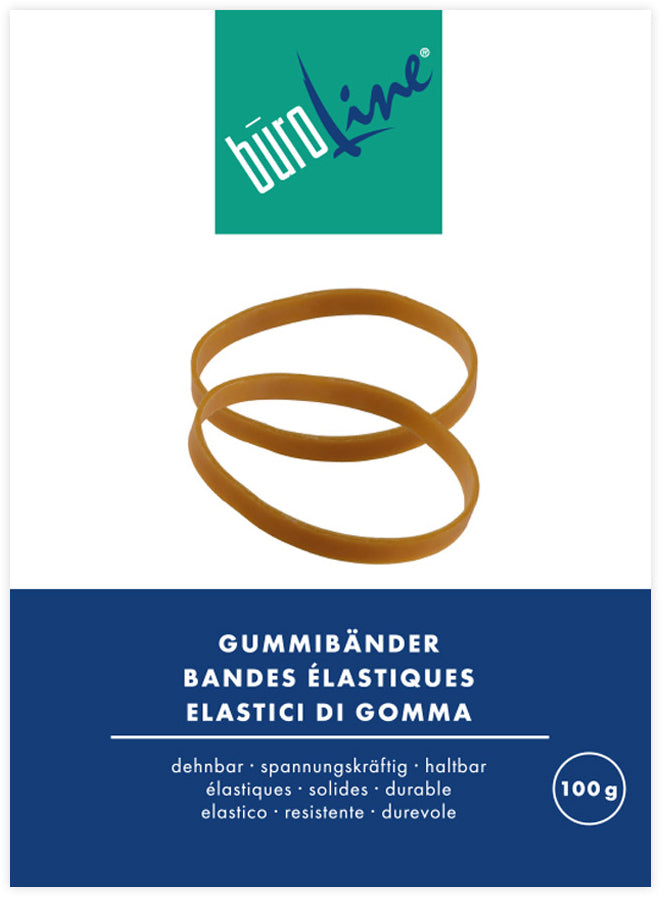 Buroline BÜROLINE Gummibänder – 62 × 83 mm, Ø 40 mm, braun, Naturkautschuk, 100 g
