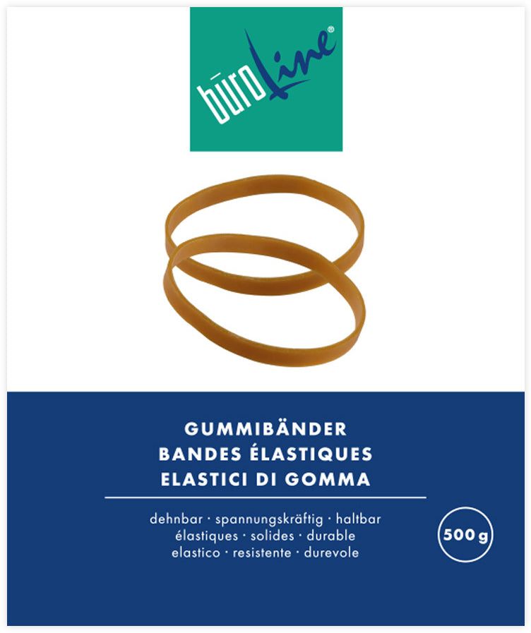 Buroline Büroline Gummibänder – 1,3 mm, Ø 20 mm, Braun, Naturkautschuk, 500 g
