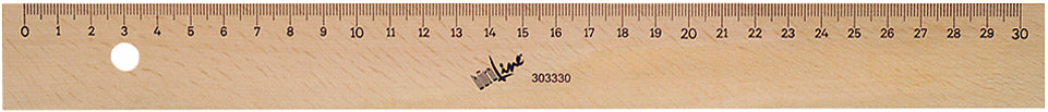 Büroline Lineal – Holz – 30 cm – Metalleinlage, Aufhängeloch, gedruckte Skala