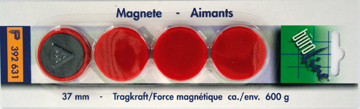 Büroline Tafelmagnete – Ø 37 mm – 4 Stk. – rot
