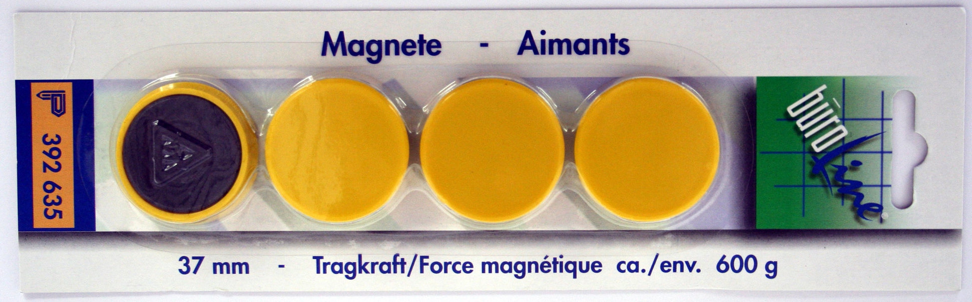 Büroline Tafelmagnete – Ø 37 mm – 4 Stk. – gelb