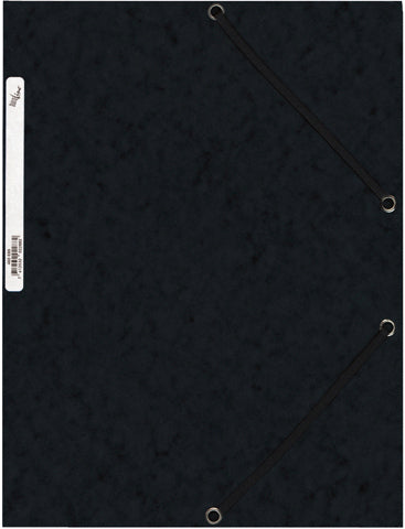 Buroline Gummibandmappe A4 – Karton, Schwarz, Daumenbohrung, Etikettenhalter
