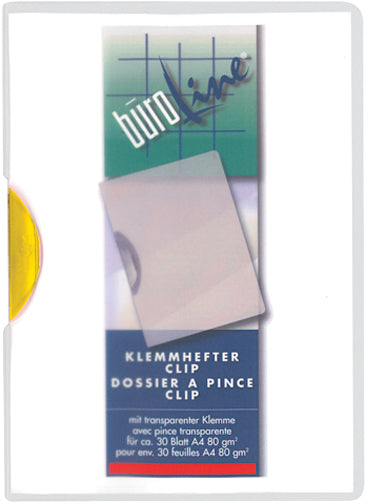 Buroline Klemmhefter für A4, Kunststoff, gelb/transparent – bis 30 Blatt – 1 Stk