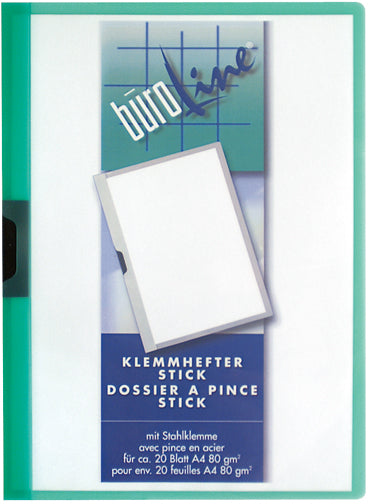 Büroline Klemmhefter für A4, Kunststoff, grün/transparent – transparenter Vorderdeckel