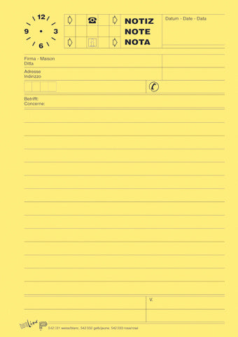 Büroline Notizblock – A5 – Uhrschema – 80 Blatt – 65 g/m² – Gelb