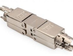 Digitus Cat6a Kupplung – geschirmt, Edelstahl, Nickel/Zink, 72,8×11,7×14,5 mm, 1 Stück
