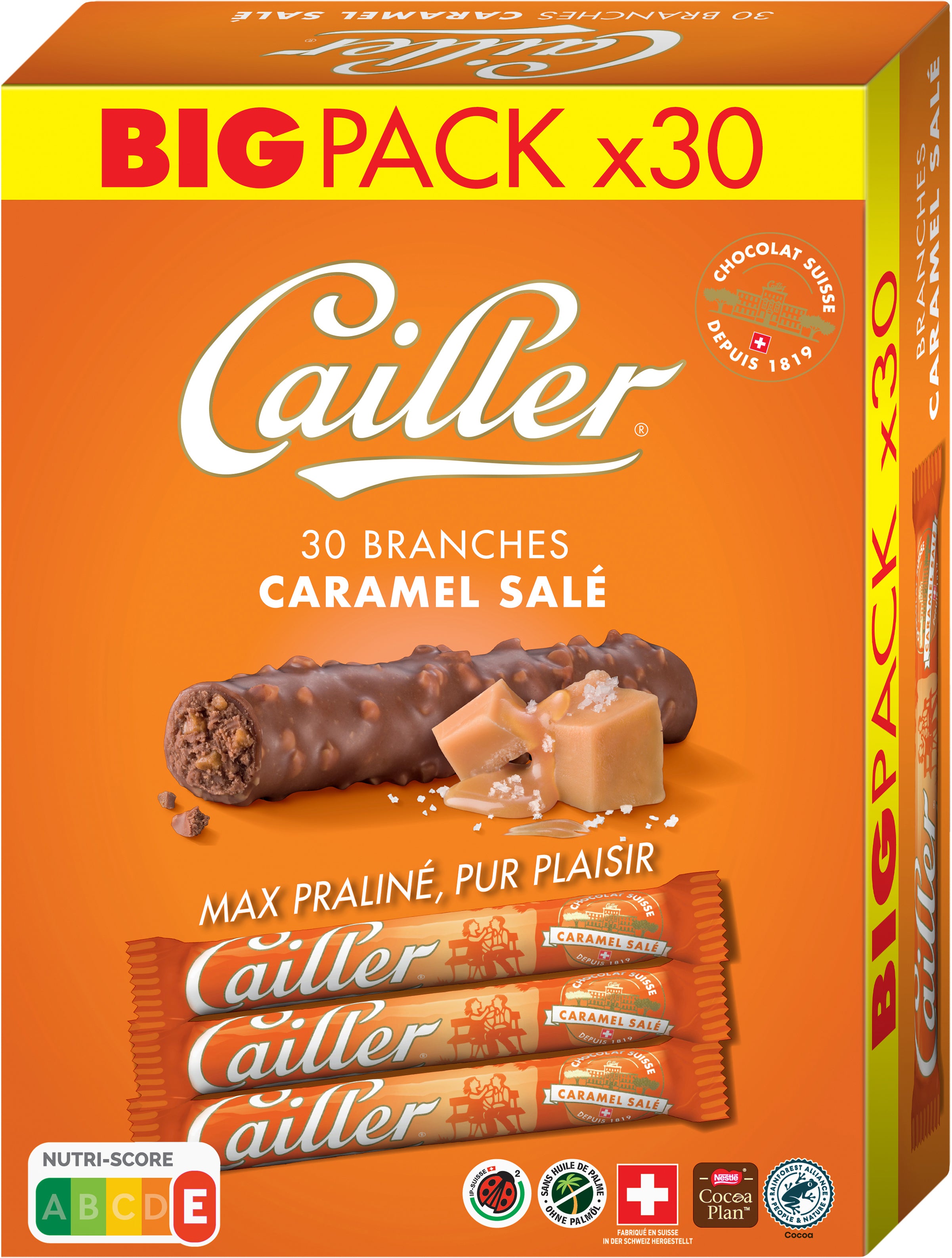 Cailler Branches – Pralinés – Crunchy, gesalzenes Karamell – 30 × 23 g