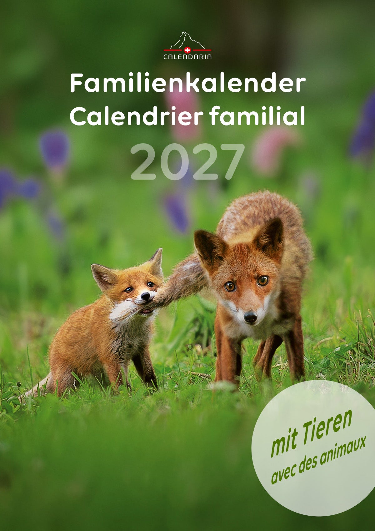 Calendaria Familienplaner, Monat, 21,5 × 31,5 cm, 4 Spalten, mit Tieren