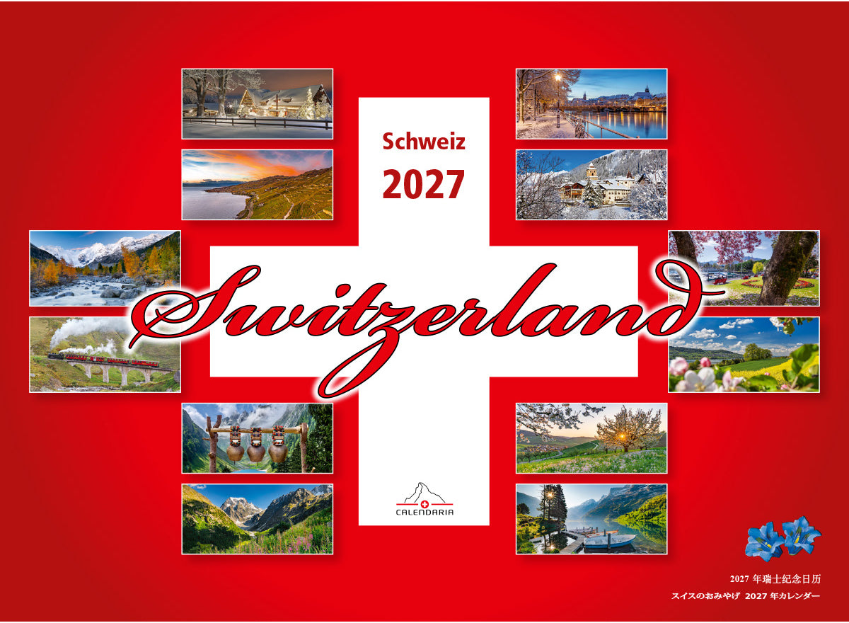 Calendaria Bildkalender Schweiz 2027 – 24 × 32,5 cm