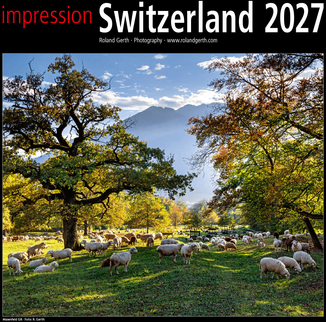 Calendaria Impression Switzerland – Bildkalender 2027 – 30,5 × 30,5 cm