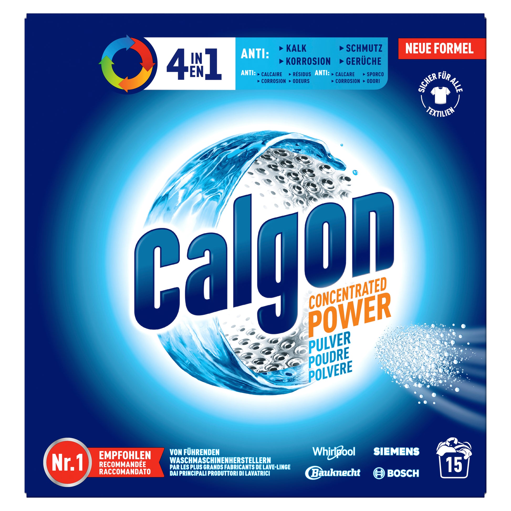 Calgon Spezialwaschmittel für Waschmaschine 4in1 – Pulver – 375 g