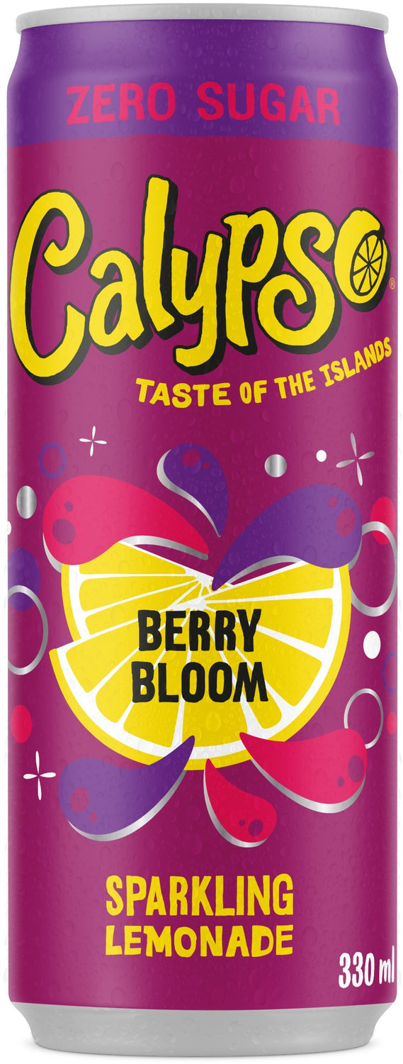 Calypso Limonade Berry Bloom, zuckerfrei – 12 × 3,3 dl
