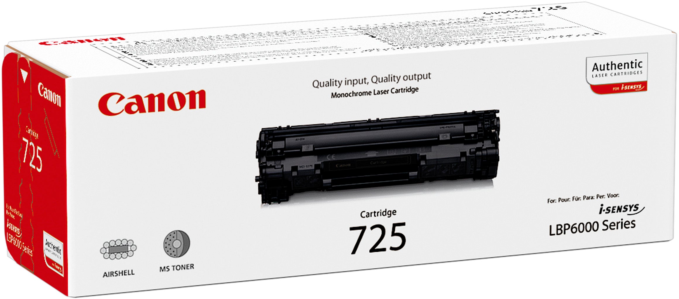 Canon 725 (3484B002) Schwarzer Toner – Original – 1'600 Seiten – für Canon i-SENSYS MF3010/LBP6000 und andere