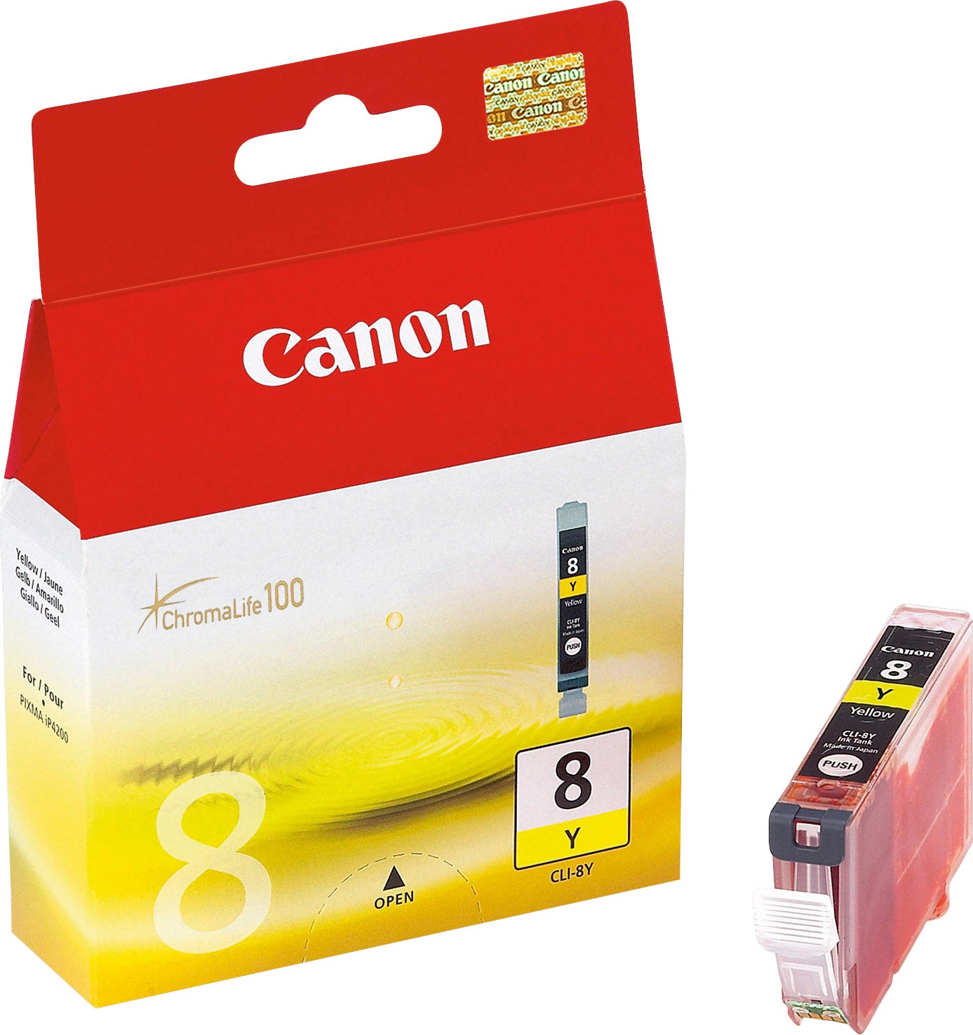 Canon CLI-8Y Gelbe Tintenpatrone (Original) – 280 Seiten – für PIXMA iP5200/5200R, MP500/520/530, Pro9000