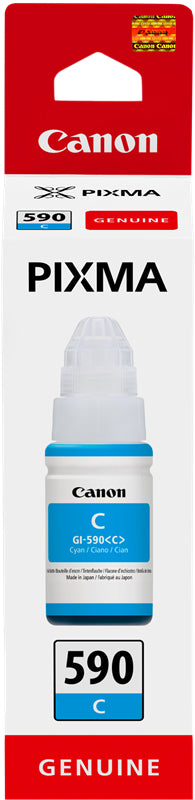 Canon GI-590 Cyan Tintenpatrone (Original) – 70 ml – für Canon PIXMA G1500/G2500/G3500 – GI-590C