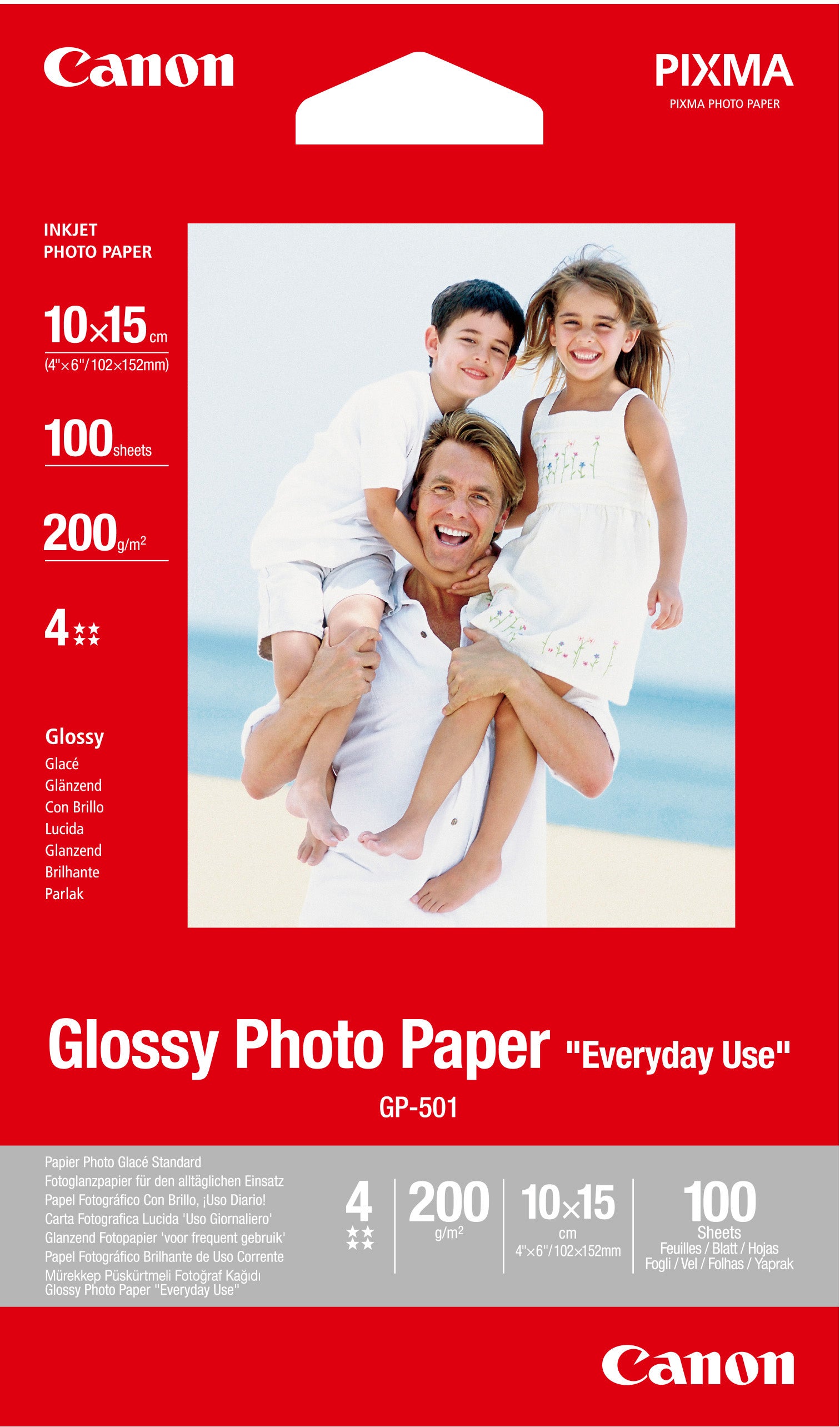 Canon GP-501 Fotopapier – glänzend, 10 × 15 cm, 210 g/m², 100 Blatt, für Inkjet