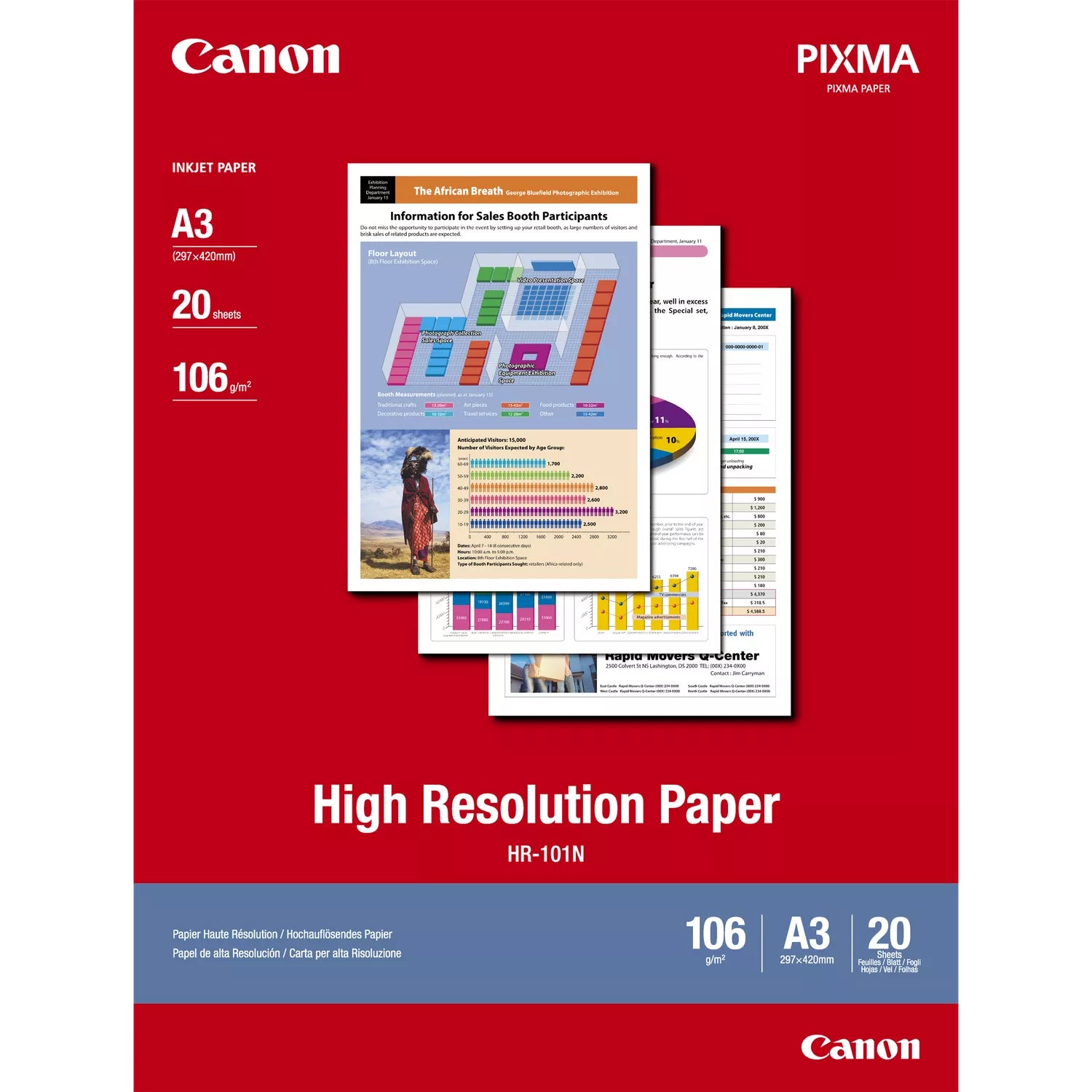 Canon Hochauflösendes Fotopapier – glänzend, A3, 110 g/m², 20 Blatt, für Inkjet