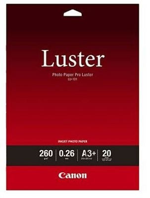 Canon Pro Luster Fotopapier – satiniert, A3+, 260 g/m², 20 Blatt, für Inkjet