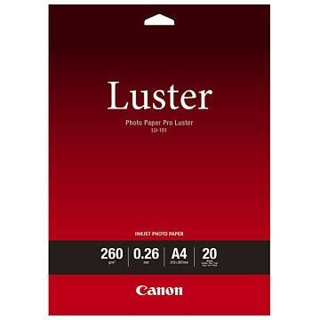 Canon Pro Luster Fotopapier – satiniert, A4, 260 g/m², 20 Blatt, für Inkjet