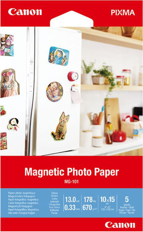 Canon Magnetisches Fotopapier – glänzend, 10 × 15 cm, 5 Blatt, für Canon PIXMA (Auswahl)