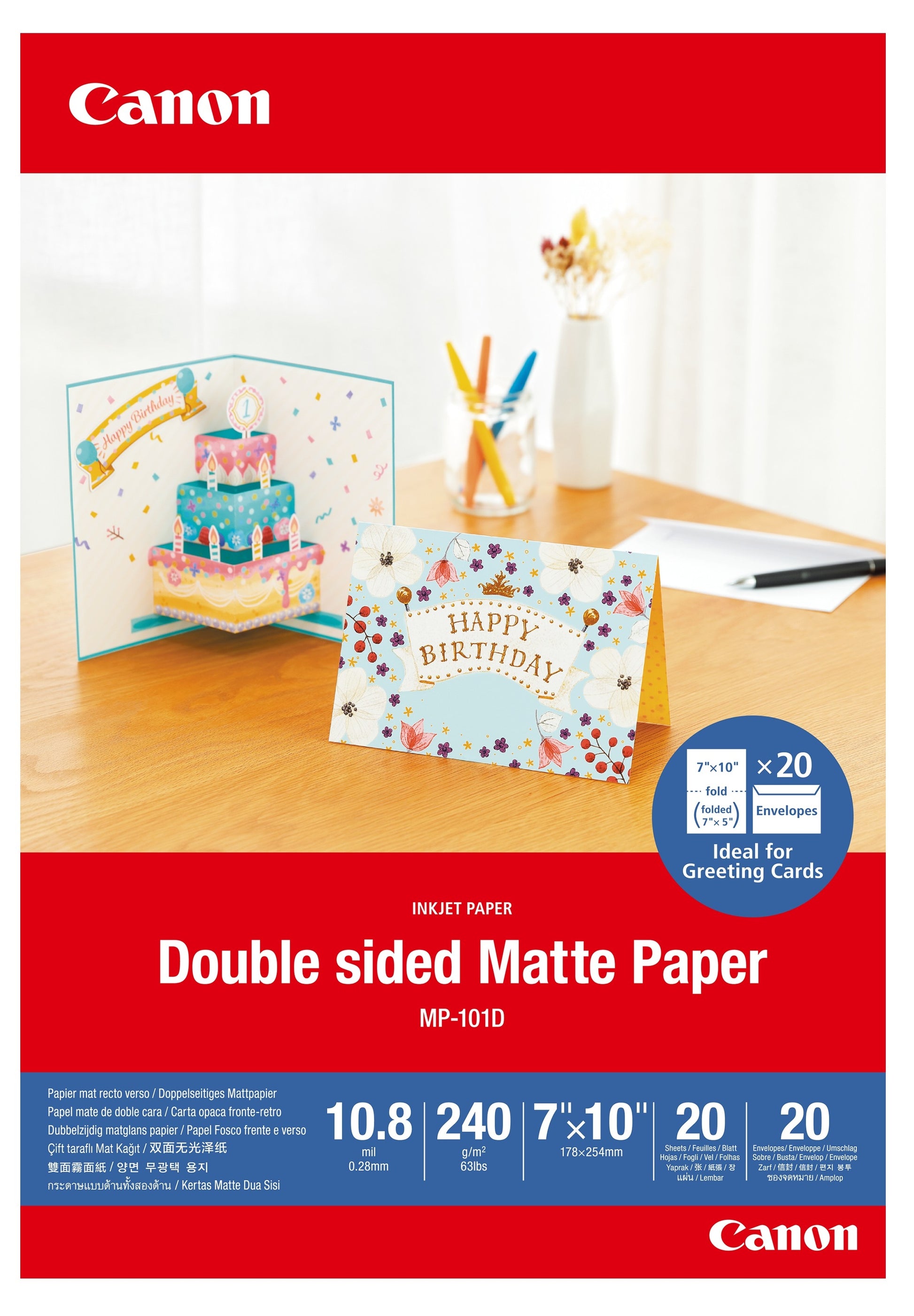 Canon MP-101D Fotopapier – matt, 17,8 × 25,4 cm, 240 g/m², 20 Blatt