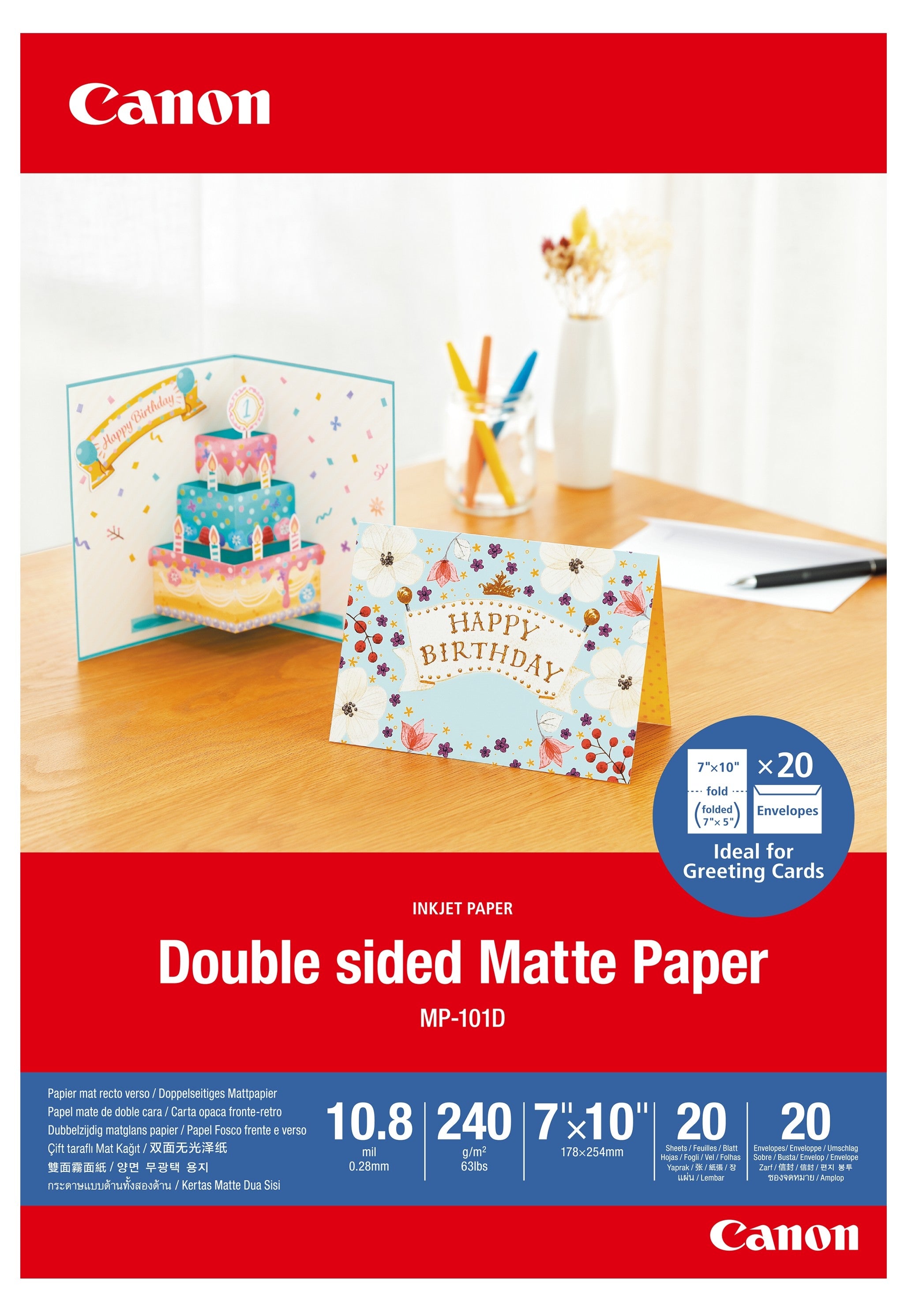Canon MP-101D Fotopapier – matt, 17,8 × 25,4 cm, 240 g/m², 20 Blatt