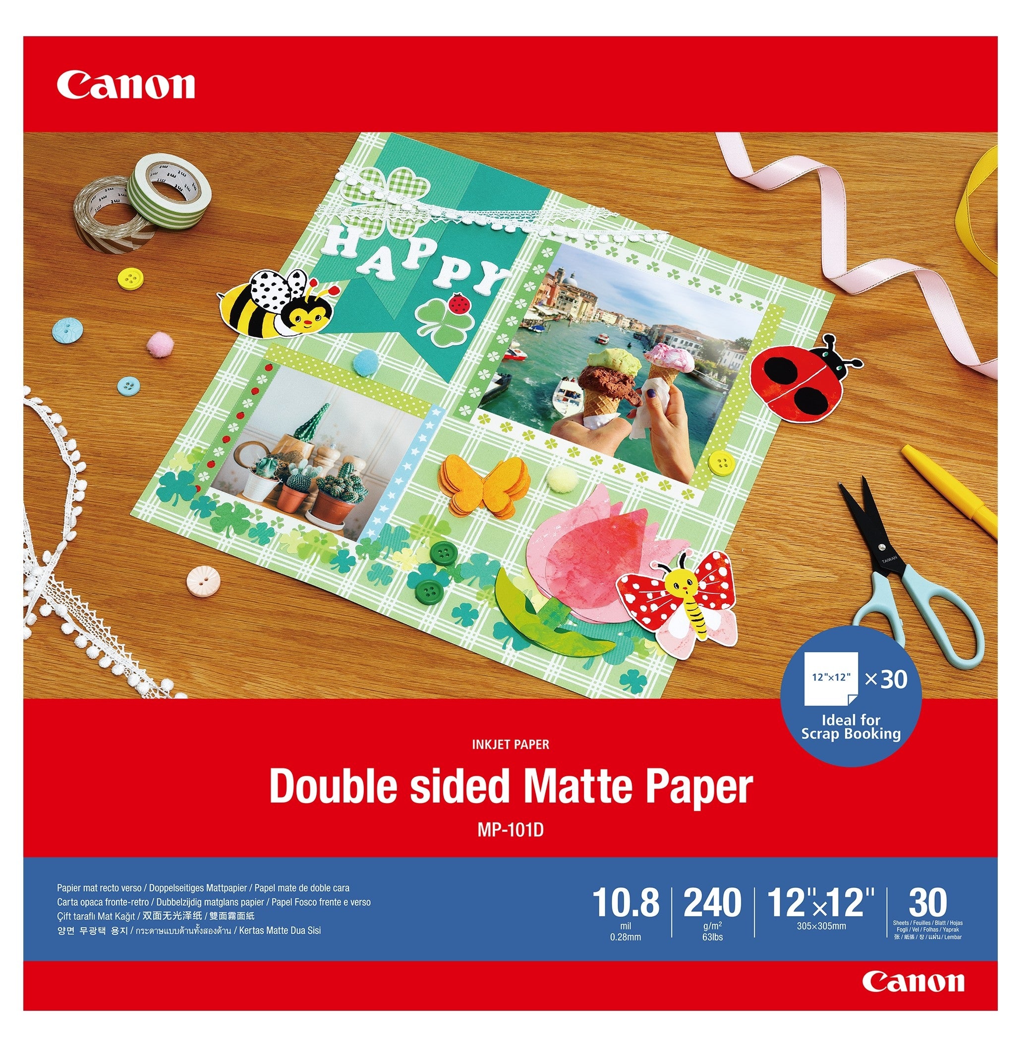 Canon MP-101D Fotopapier – matt, 30,5 × 30,5 cm, 240 g/m², 30 Blatt, für Inkjet