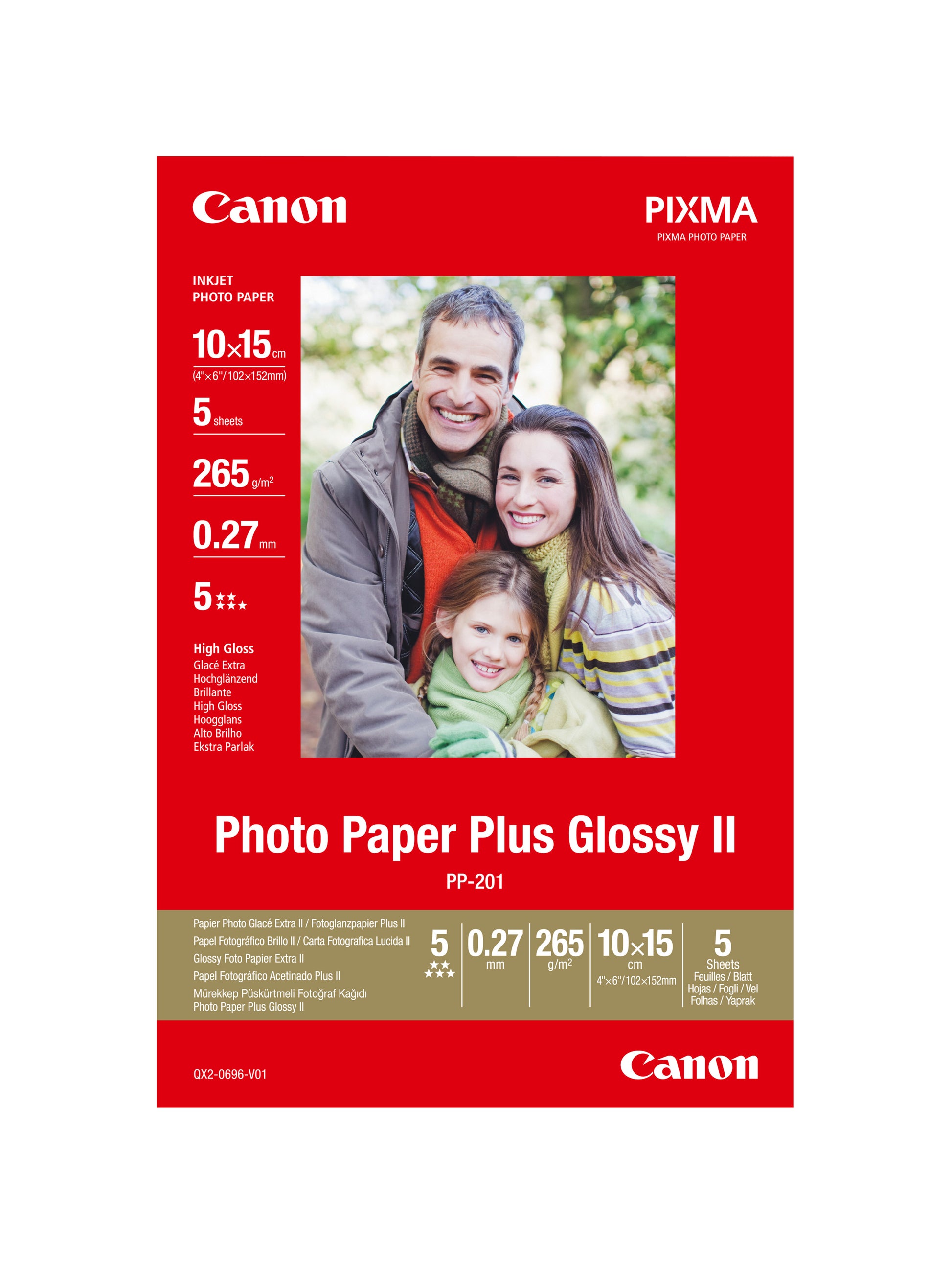 Canon PP-201 Fotopapier – glänzend, 10 × 15 cm, 5 Blatt