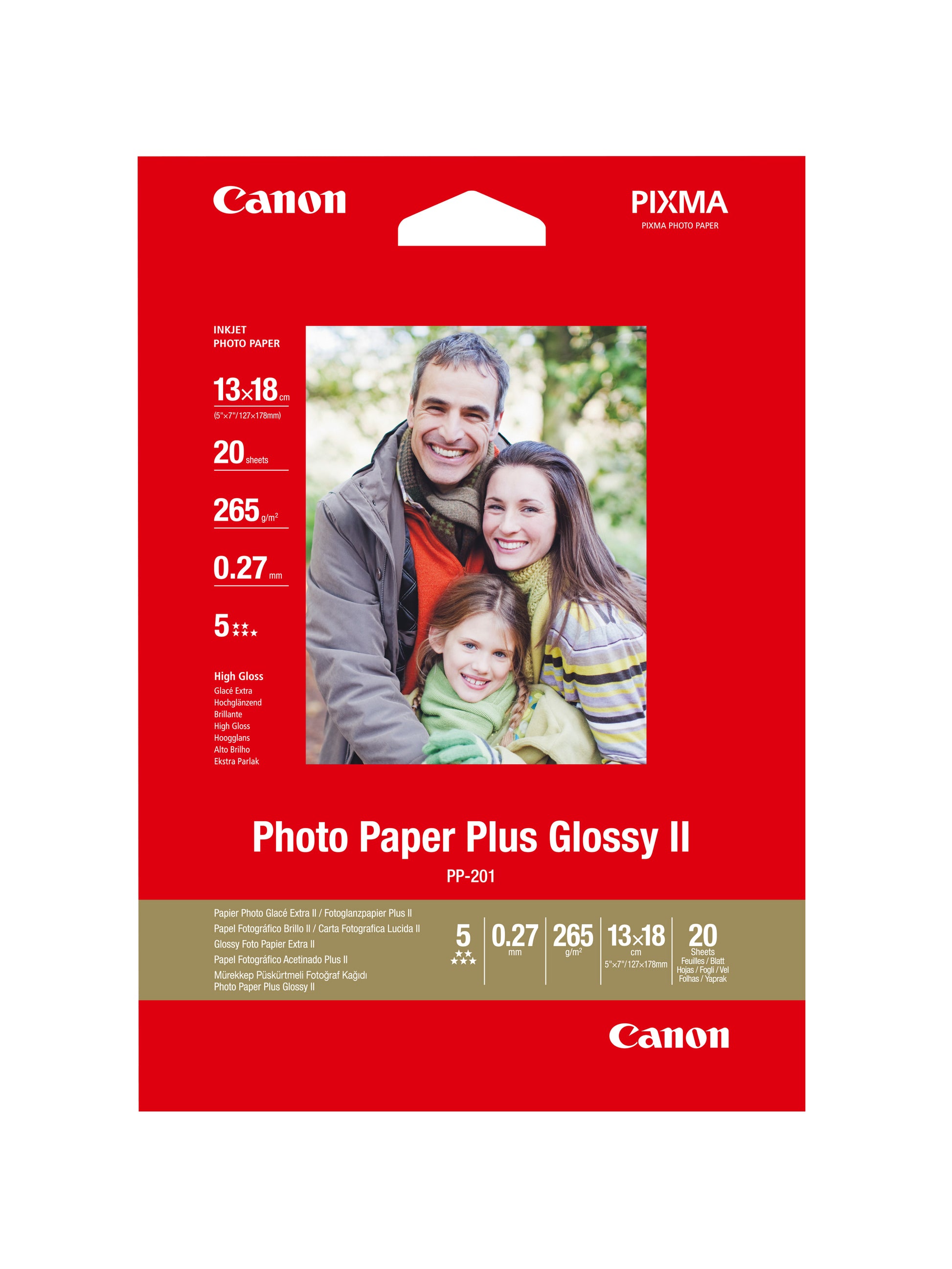 Canon Photo Paper Plus Fotopapier – hochglänzend, 13 × 18 cm, 260 g/m², 20 Blatt, für Inkjet