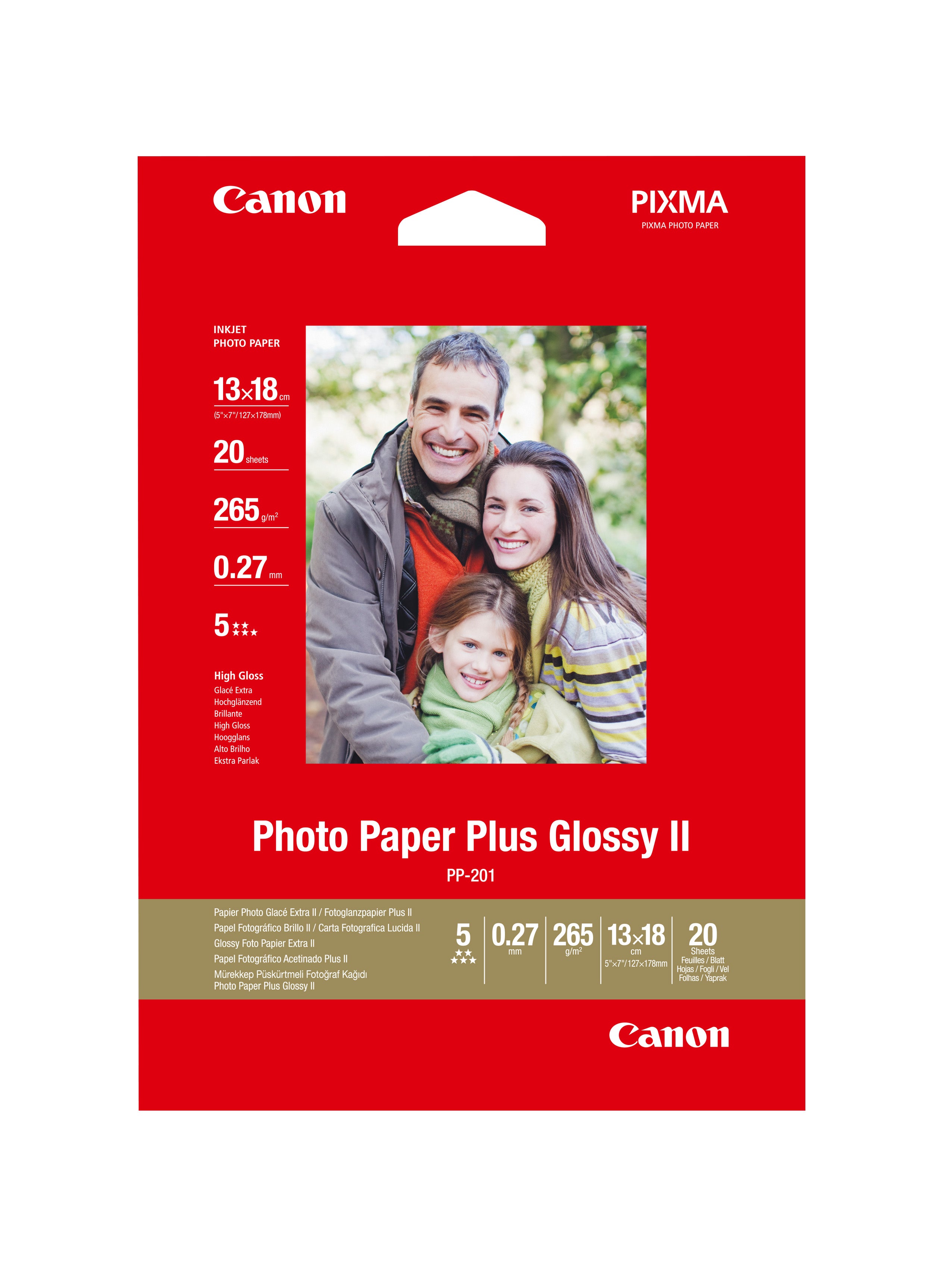 Canon Photo Paper Plus Fotopapier – hochglänzend, 13 × 18 cm, 260 g/m², 20 Blatt, für Inkjet