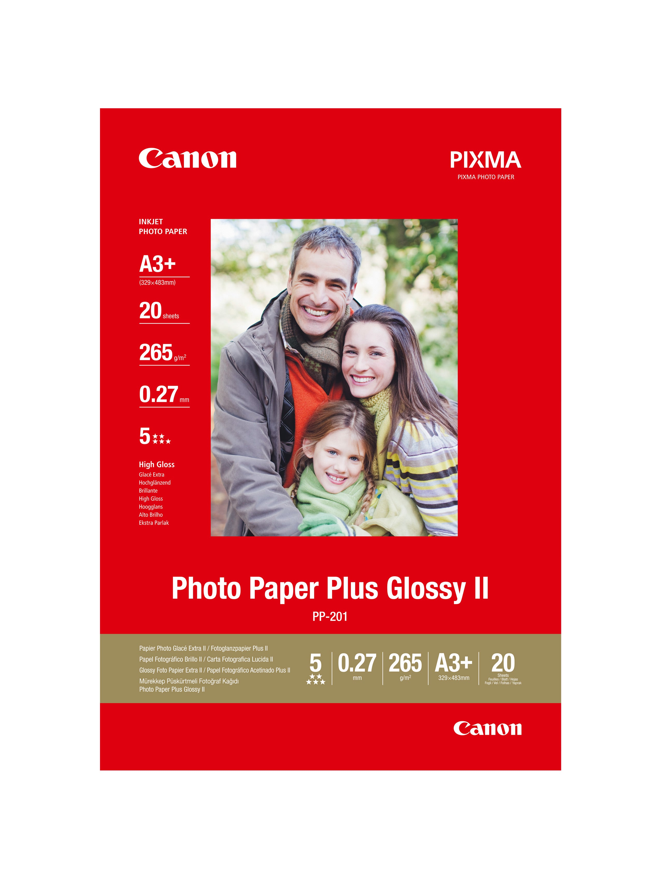 Canon Photo Paper Plus Fotopapier – glänzend, A3, 260 g/m², 20 Blatt, für Inkjet