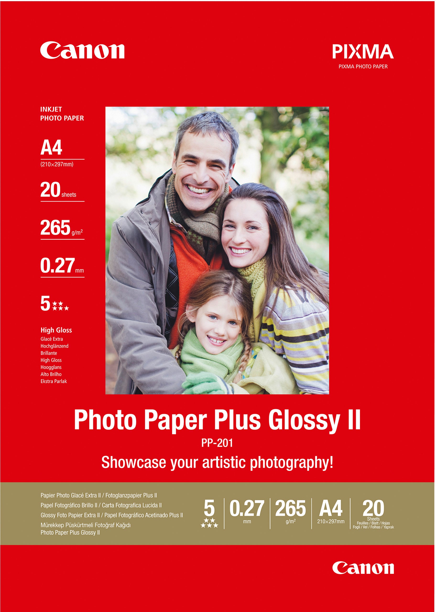 Canon Photo Paper Plus Fotopapier – glänzend, A4, 260 g/m², 20 Blatt, für Canon PIXMA (Auswahl)