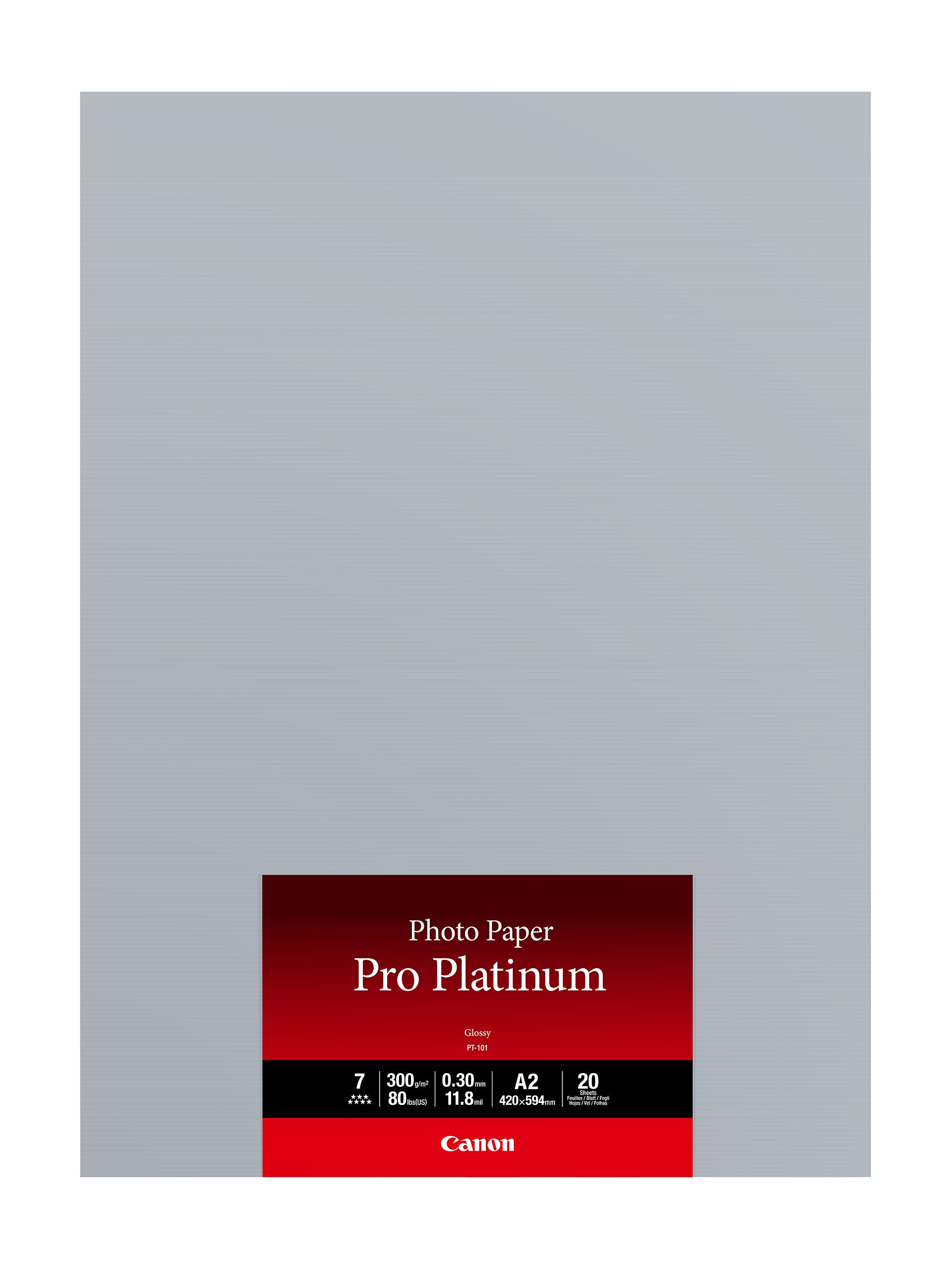 Canon Pro Platinum Fotopapier – hochglänzend, A2, 300 g/m², 20 Blatt, für Inkjet
