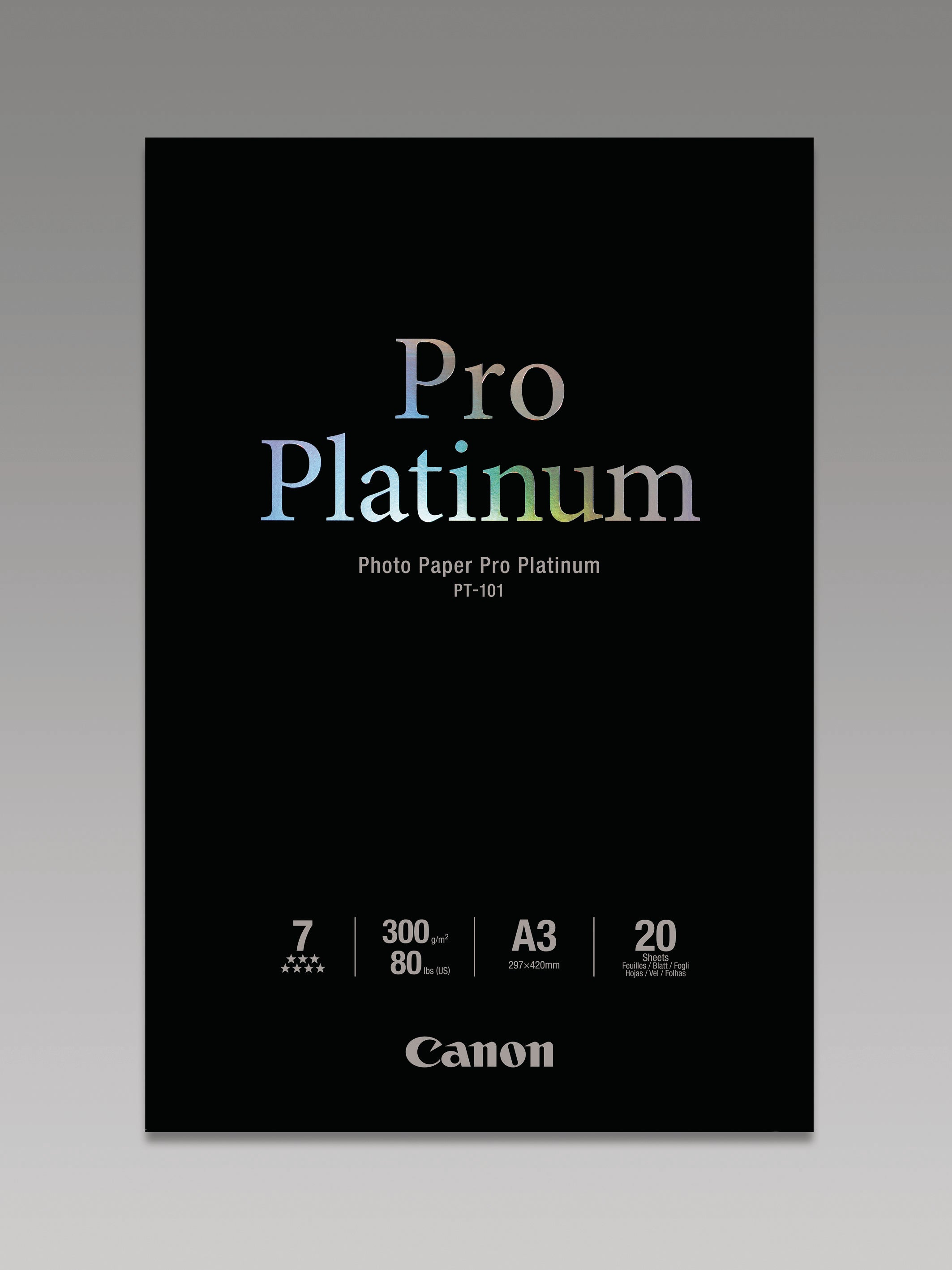 Canon Pro Platinum Fotopapier – glänzend, A3, 300 g/m², 20 Blatt, für Inkjet