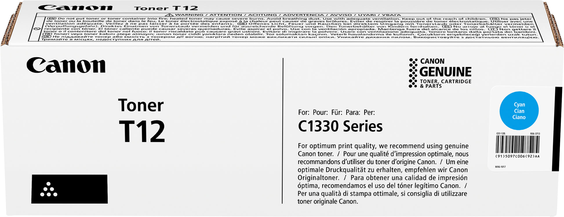 Canon T12 (5097C006) Cyan Toner – Original – 5'300 Seiten – für Canon imageCLASS X LBP1333C/i-SENSYS X C1333i