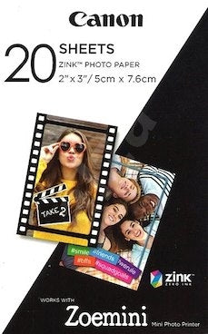 Canon ZINK Fotopapier – 5 × 7,6 cm, 20 Blatt, für Canon Zoemini