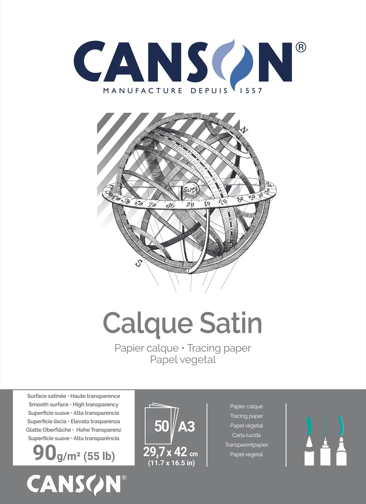 Canson Transparentpapier-Block – A3, 90 g/m², 50 Blatt