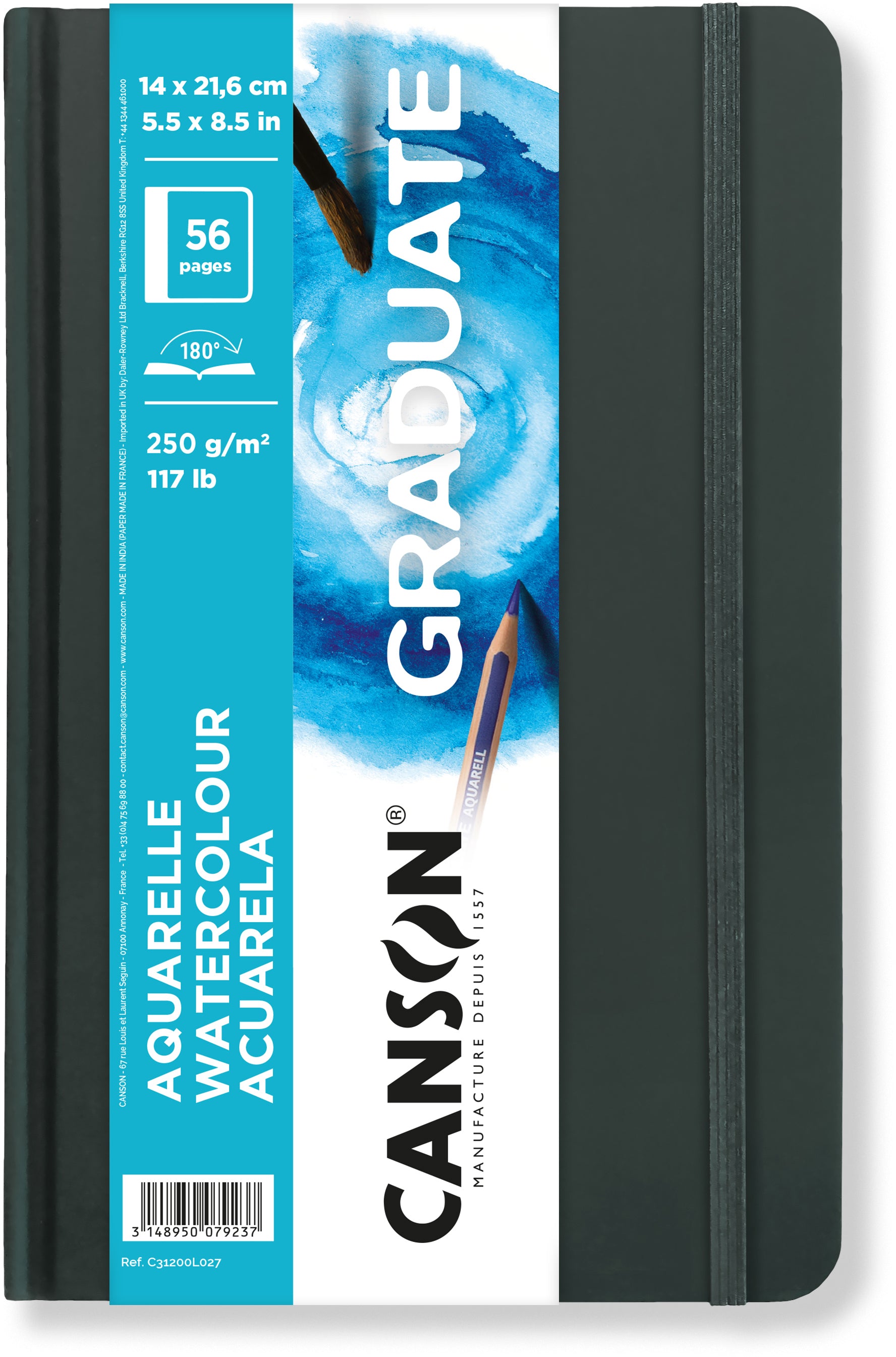 Canson Skizzenbuch Graduate – 14,1 × 22,0 cm – 250 g/m² – mit Gummiband