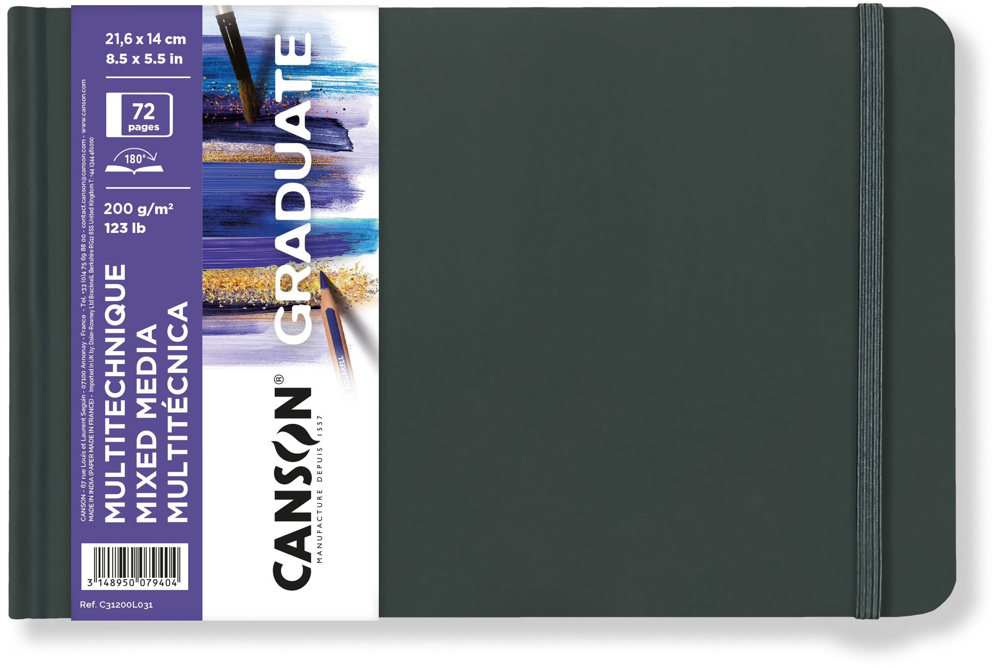 Canson Skizzenbuch Mixed Media – A5 quer – 200 g/m² – mit Gummiband