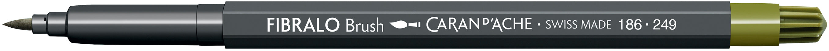 Caran d-Ache Caran d'Ache Fibralo Brush Pinselstift, Doppelspitze – Pinsel + 0,5–5 mm, wasservermalbar, Dunkeloliv