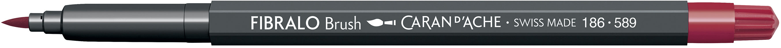 Caran d-Ache Caran d'Ache Fibralo Brush Marker, Doppelspitze – Pinsel + 0,5 mm, wasservermalbar, Alizarin-Karmesin