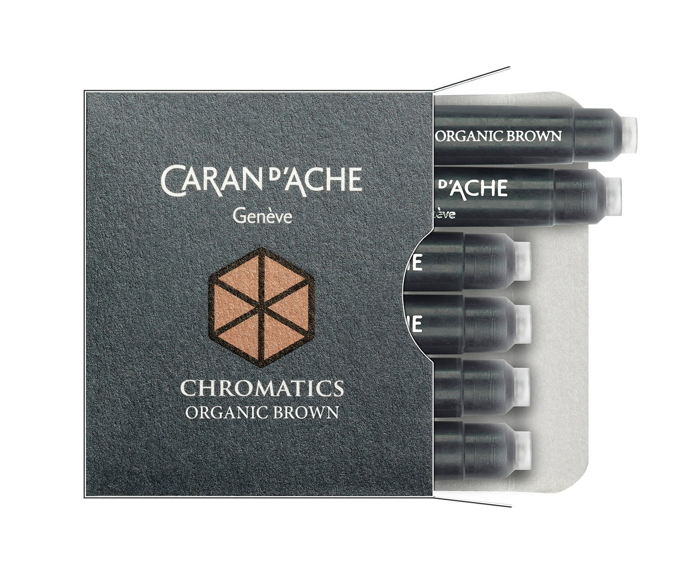 Caran d-Ache Chromatics 8021.049 Füllhalter-Patronen – Braun, für Caran d'Ache Füllfederhalter, 6er-Pack