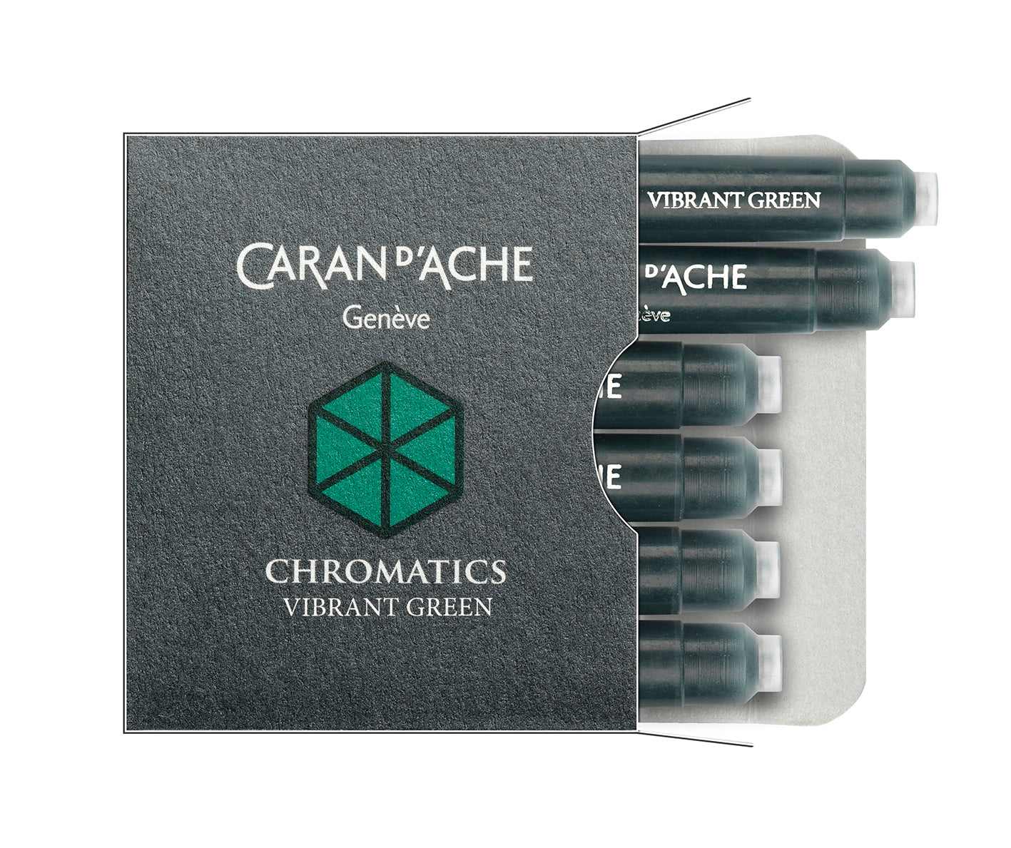 Caran d-Ache Caran d'Ache Chromatics 8021.210 Füllhalter-Patrone – Grün, für Füllhalter im internationalen Format, 6er-Pack