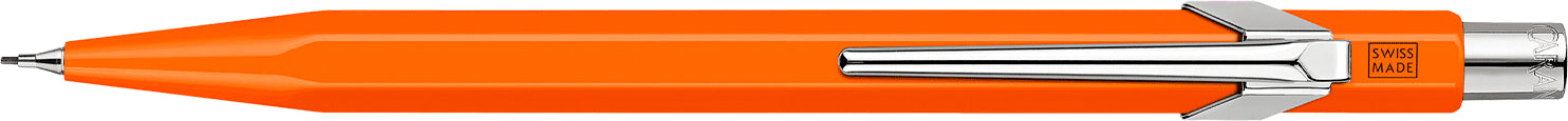 Caran d-Ache 849 Druckbleistift – 0,7 mm – Aluminium – Neonorange – Mit Radierer – 1er-Pack
